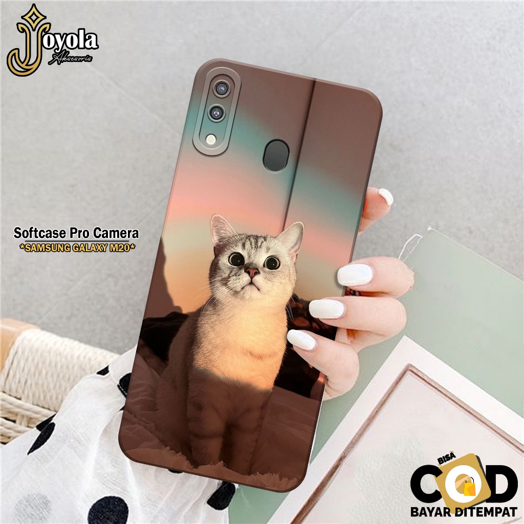 JOYOLA Case Samsung Galaxy M20 - Fahion Case Kucing - Softcase Samsung Galaxy M20 - Pro Camera - Cas