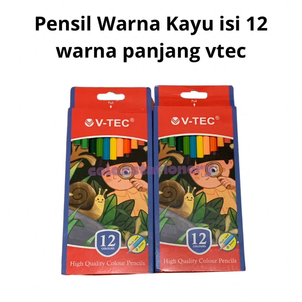 

Pensil Warna High Quality / Pensil Warna Kayu Tebal Murah Isi 12 Warna Ukuran Panjang Vtec