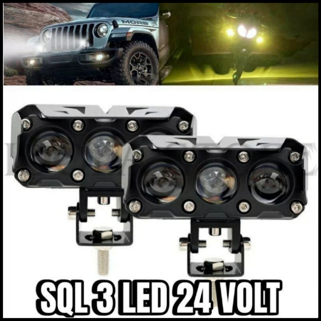 Lampu Tembak LED Laser/Lampu Sorot SQL 3 Mata Laser Q9 3 Mata 2 Warna/HI LOW  60 WATT LAMPU