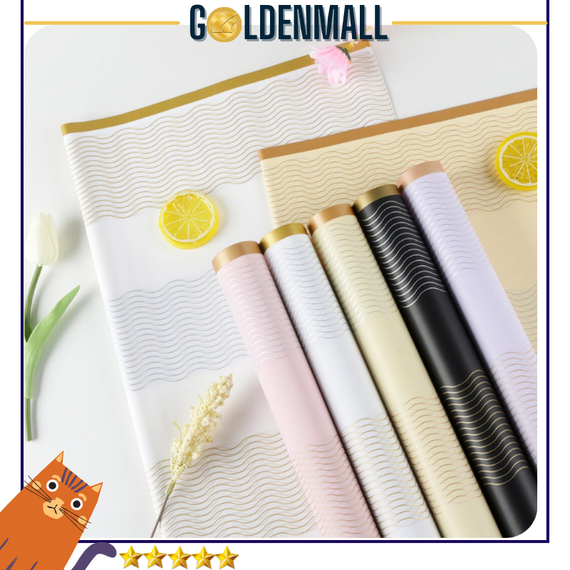 

20 LEMBAR Kertas Buket Bunga Wrapping Paper Gold Line Flower Wrap Cellephone Buket Bunga 6188