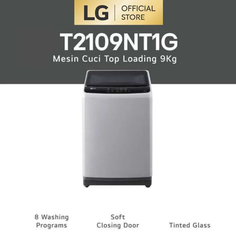 LG Mesin Cuci 1 Tabung Top Loading 9Kg Turbo Drum T2109NT1G