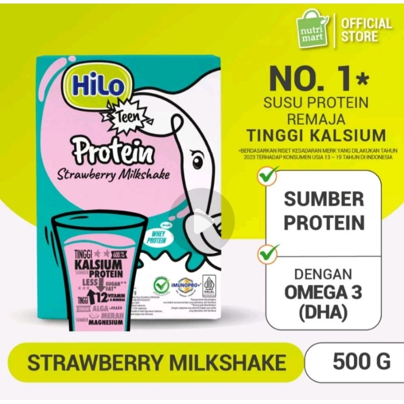 

HiLo Teen Strawberry Milkshake 500g - Susu Tinggi Kalsium Lebih Rendah Lemak