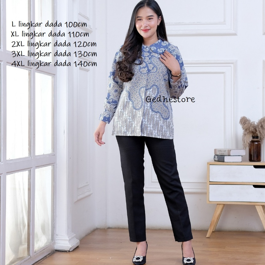 Kemeja Batik Wanita Lengan Panjang