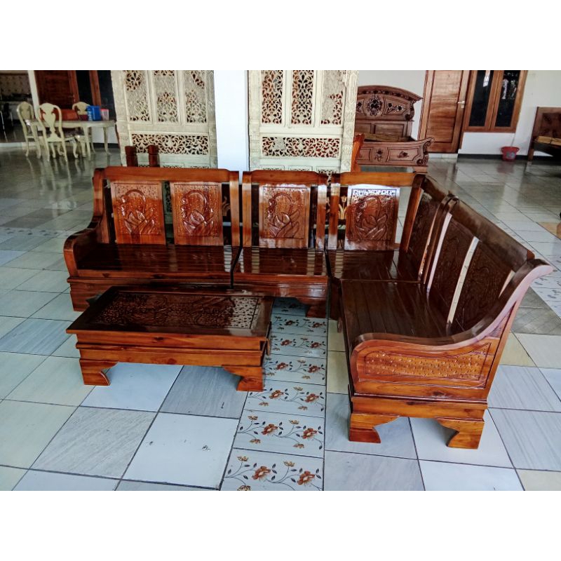 Kursi Sudut Minimalis Full Kayu Jati Mebel Jepara