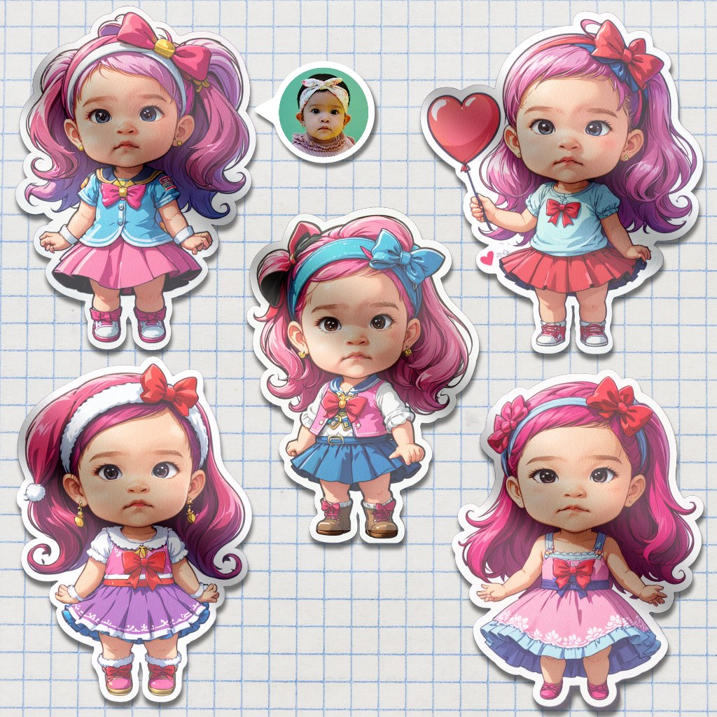 

Sticker Custom Foto Character Anime | 10 pcs | Kemiripan 98% | File + Cetak