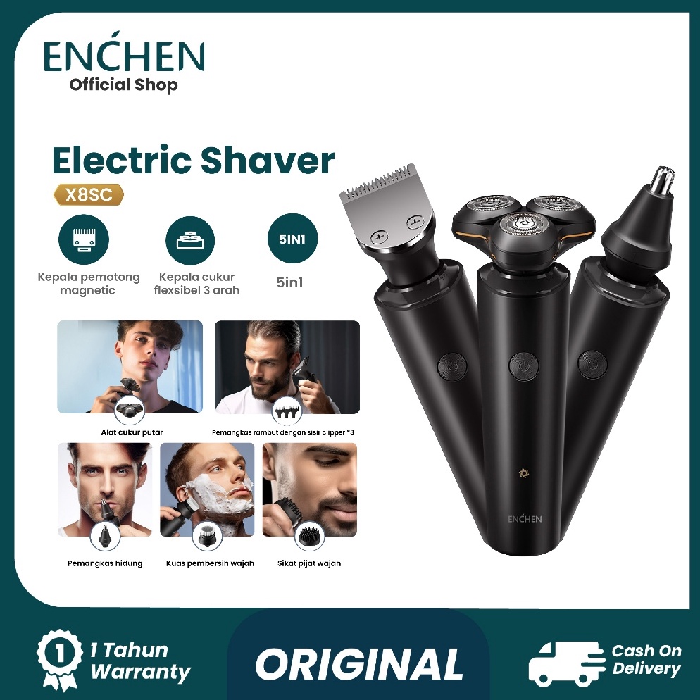 Bagus Dipakai ENCHEN X8SC Alat Cukur Rambut 5 in 1 Waterproof Alat Shaving Pencukur Kumis Listrik Ma