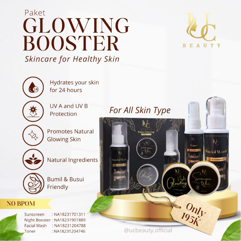 Paket skincare Uc beauty normal booster acne untuk wajah putih glowing kulit kusam