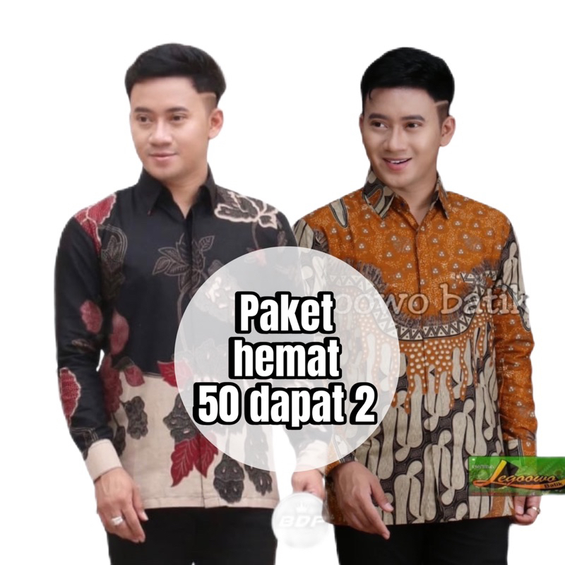 KEMEJA BATIK PRIA LENGAN PANJANG BAHAN ADEM MOTIF TERKEREN TERBARU - BAJU BATIK PRIA COWOK DEWASA LE