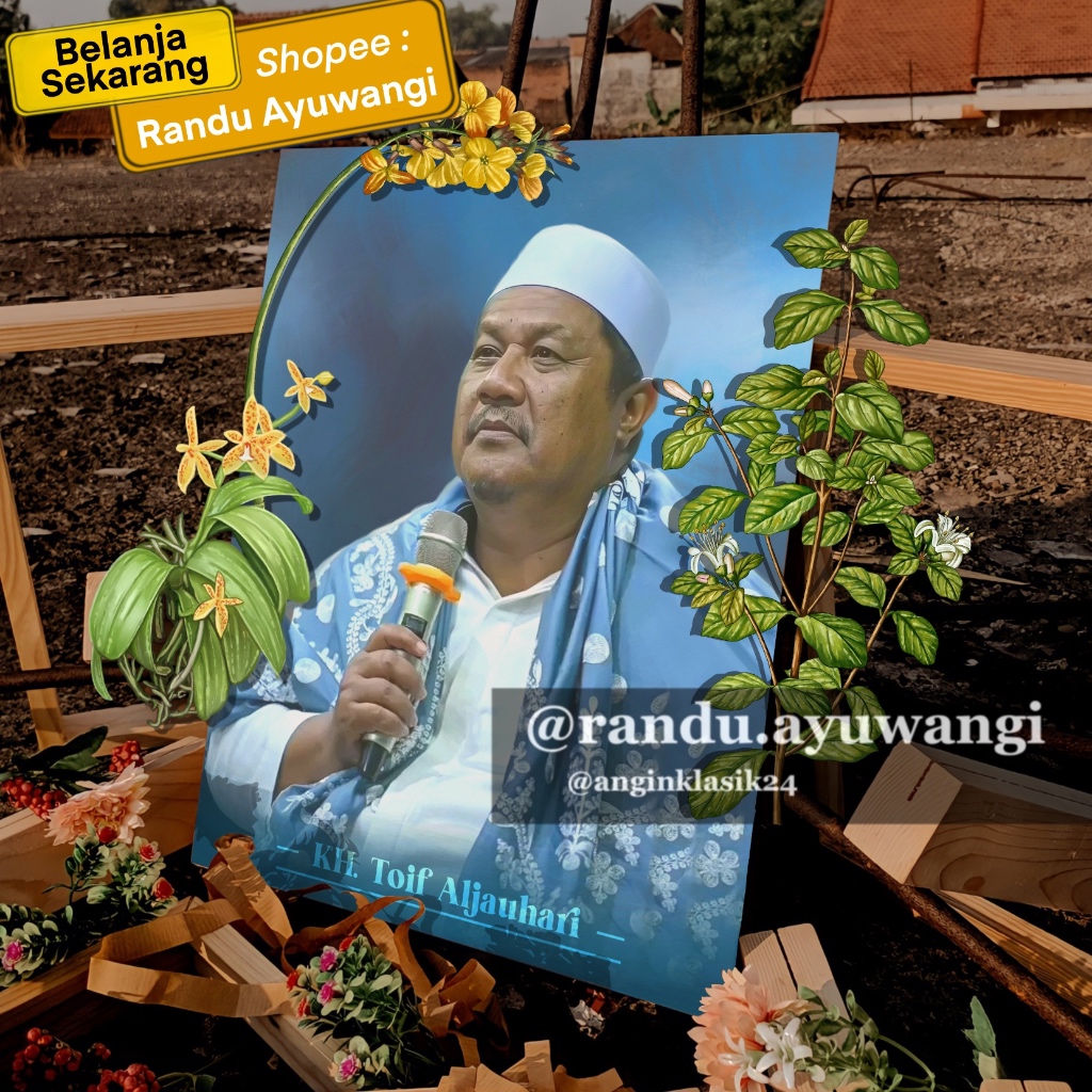 Lukisan Digital KH. Toif Aljauhari diatas Papan MDF (Ukuran 30x40 dan 20x30 cm )Poster Ulama Poster 
