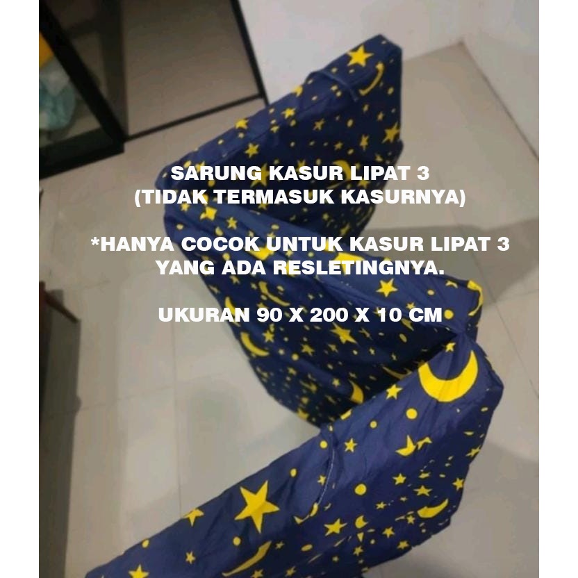 ( Hanya Sarung ) Sarung Kasur Lipat 3 Busa Inoac Resleting 90 x 200 x 10 cm