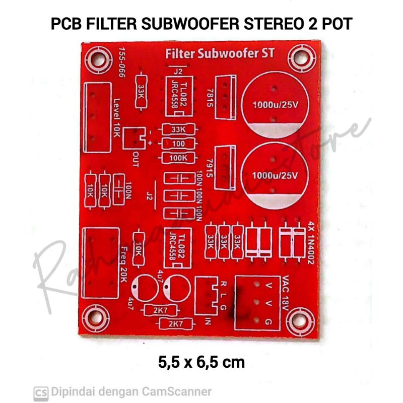 PCB FILTER SUBWOOFER STEREO 2 POT