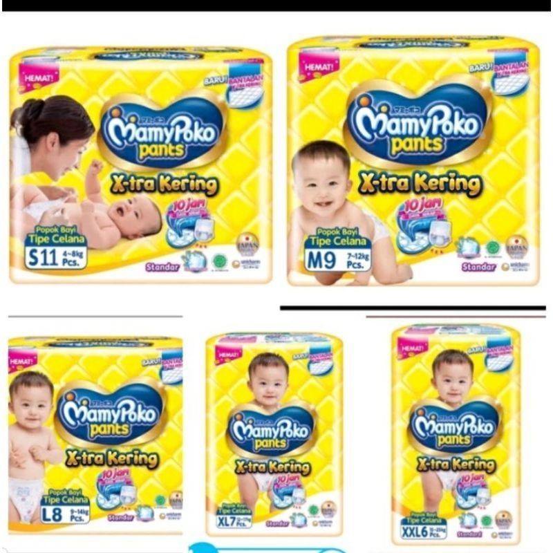 MAMYPOKO PANTS XTRA KERING S11 / M9 / L8 / XL7 / XXL6 PAMPERS CELANA