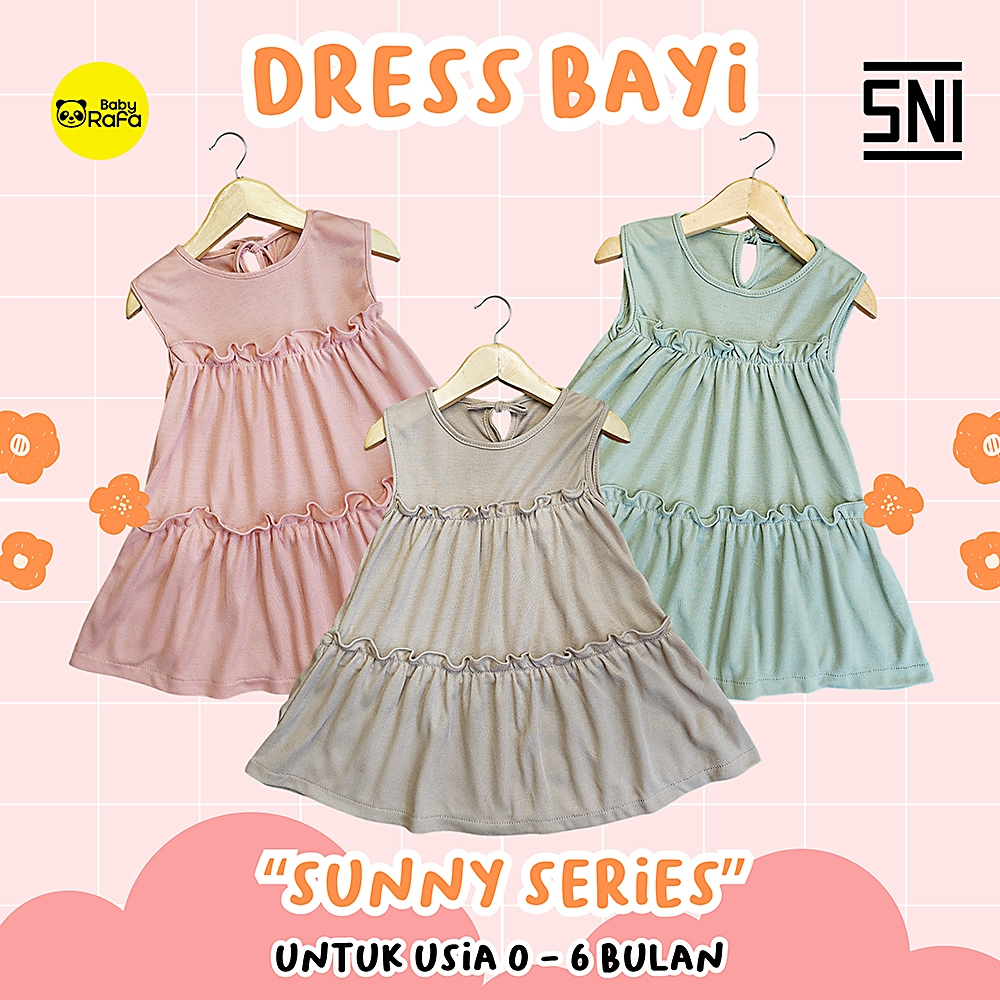 SUNNY DRESS - Dress Bayi Perempuan Usia 0 - 6 Bulan POLOS Merk PIP MIM BABY SNI