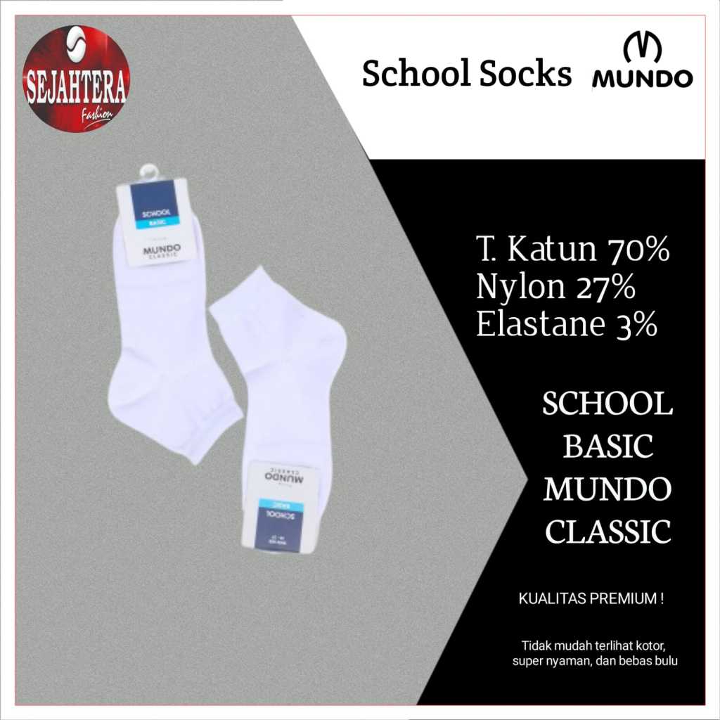 Kaos Kaki Anak Sekolah SD SMP SMA Semata Kaki & Sebetis Putih - MUNDO SCHOOL