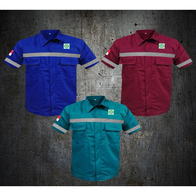 baju safety kerja promosi baju safety lengan pendek terbaru.baju kerja.baju tambang.wesrpack.seragam