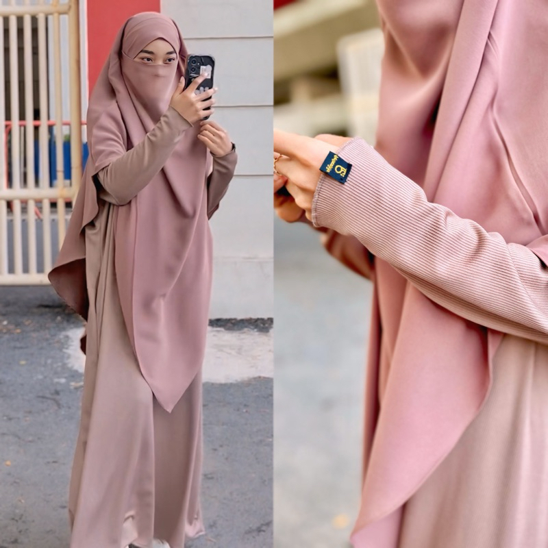 Tsurayya - Abaya Basic Knit Yara (Abaya Saja) / Abaya Knit Tangan Ziper Ibu Muslim