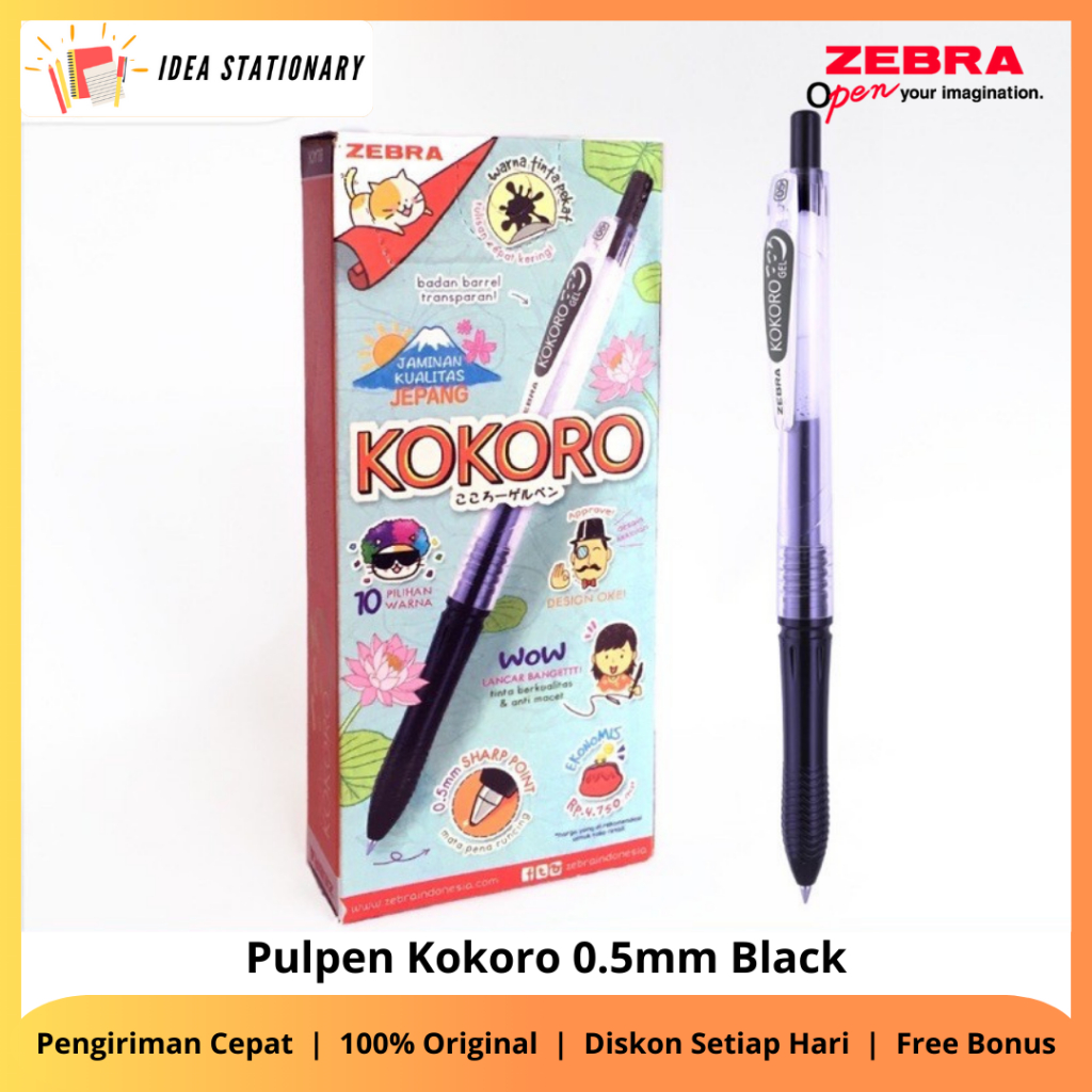 

Ballpen Bolpoint Pulpen Pen Kokoro Zebra Tinta Hitam Ketebalan 0.5 mm isi 12 pcs Pack / Box - Original New
