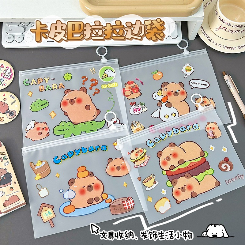 

ZIPPER BAG BAHAN PVC BUAT DOKUMEN CAPYBARA KAPIBARA