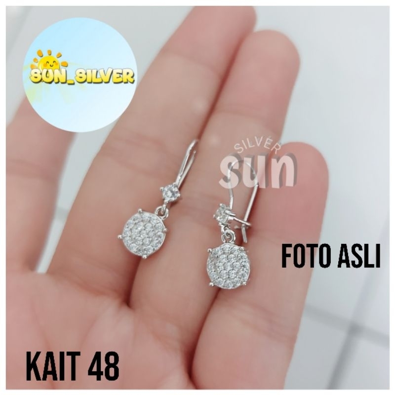 ANTING KAIT BULAT MATA PERAK 925 LAPIS MAS PUTIH KAIT 48