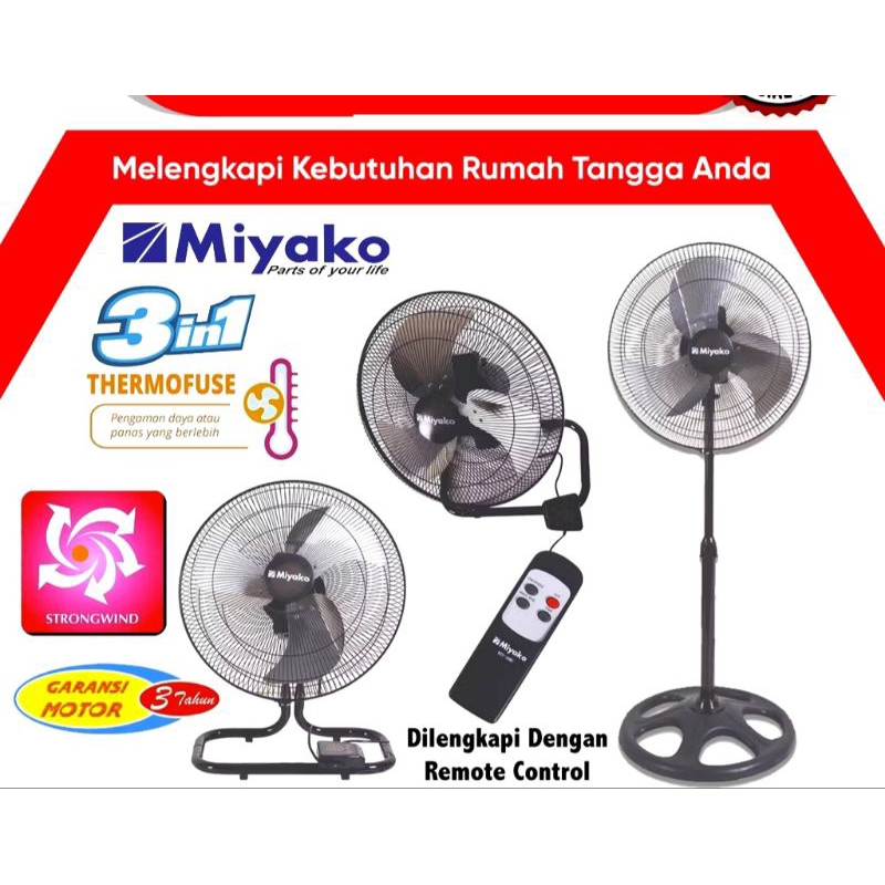 kipas angin Miyako 18 rc/ kipas angin tornado 3 in 1