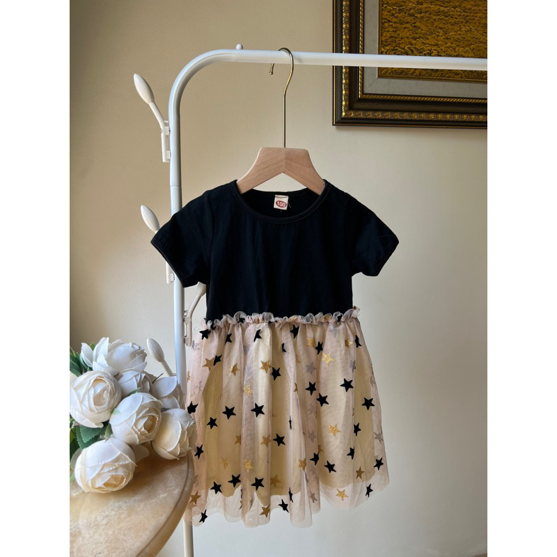 kejora serena dress anak perempuan baju terusan panjang cewek coklat bintang korea style