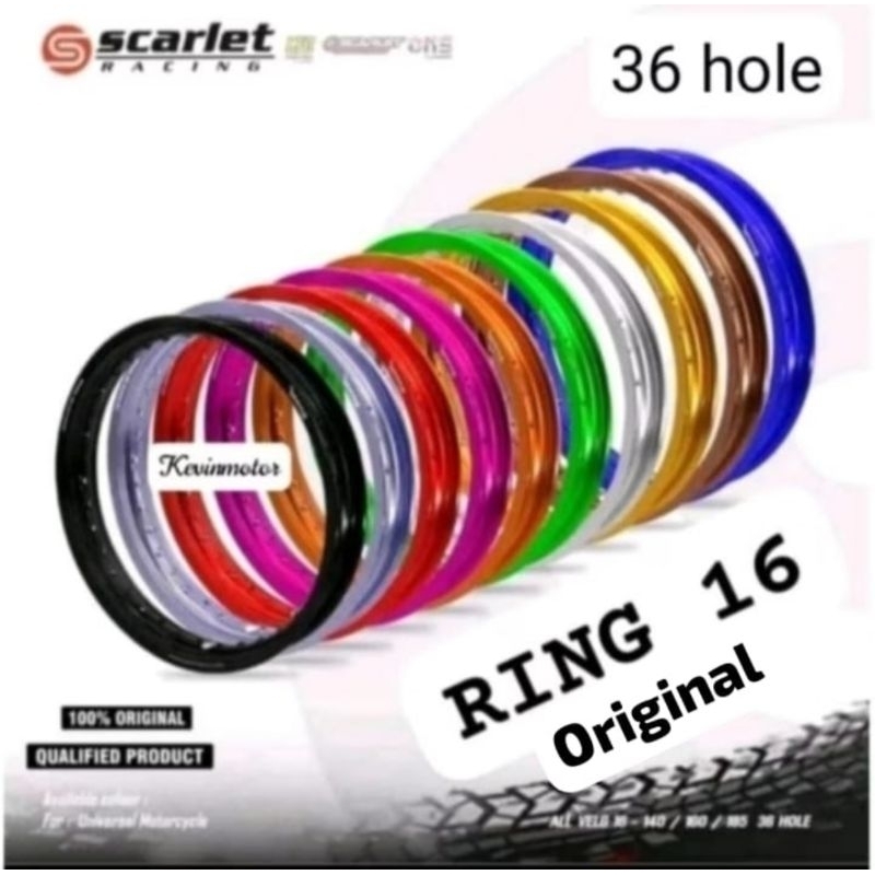 V 140,160,185,215  RING 16,14,17,18,36 HOLE,WR SHAPE ORIGINAL SCARLET RACING WARNA BIRU,MERAH,HITAM,
