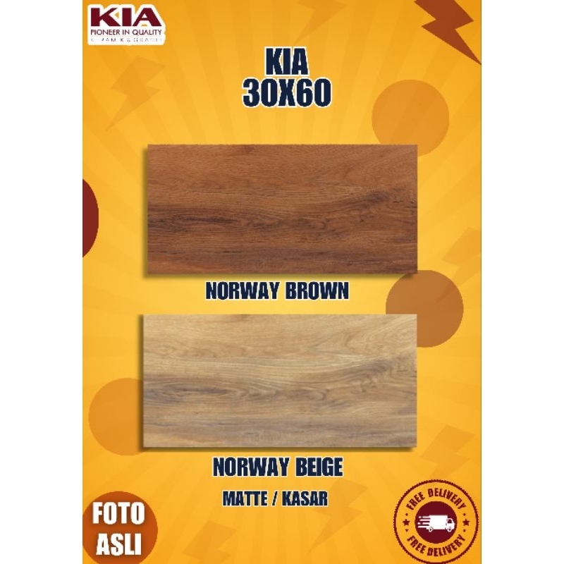 Keramik Dinding KIA 30x60 Norway Brown | Beigei | Keramik Kasar |  Embossed