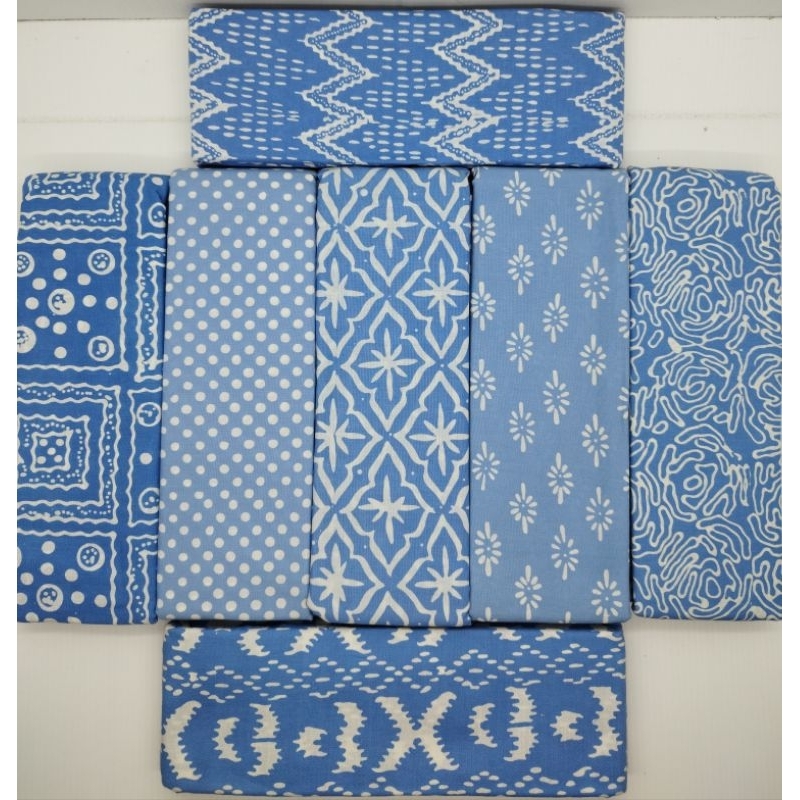 Kain batik Cap garutan G1W warna Biru muda V7