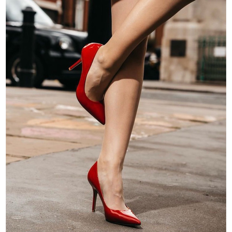 icy wong patent heels red 12cm