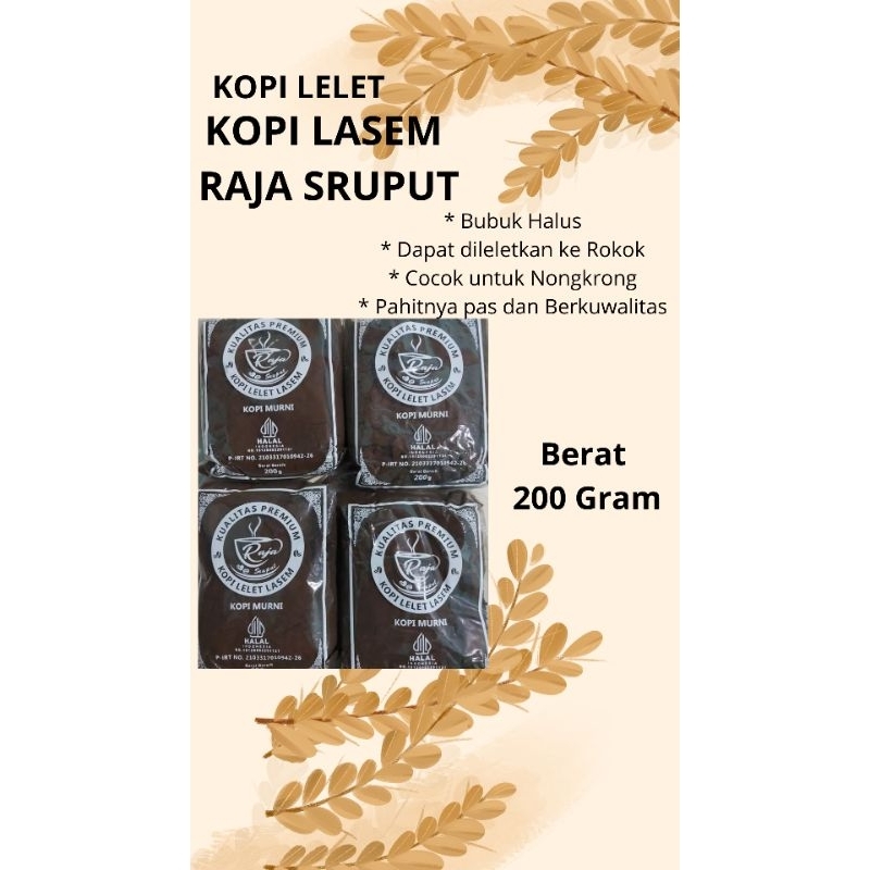 

(COD) KOPI LASEM RAJA SRUPUT | KOPI LELET REMBANG | KOPI 200 Gram ( Grosir)