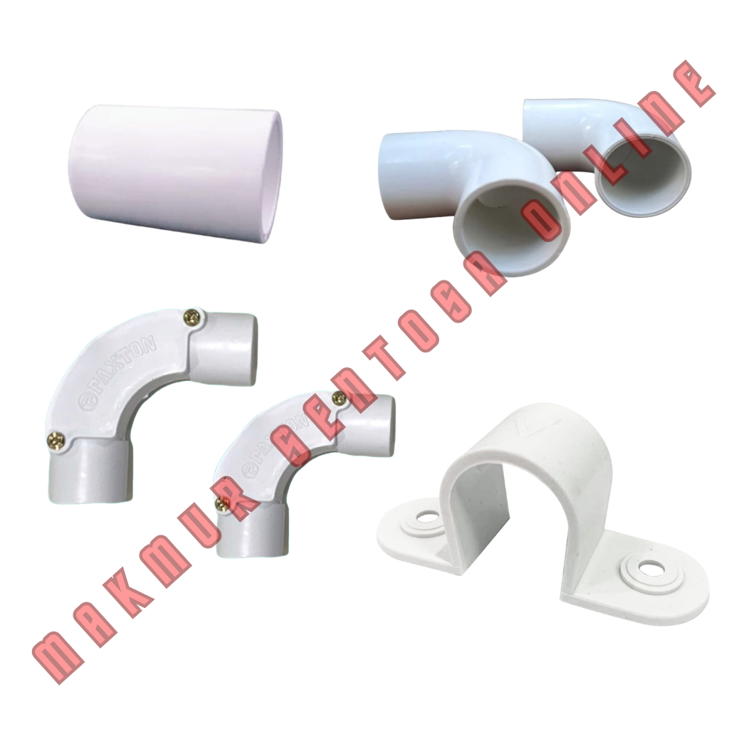 Sok Elbow Knee Kenie Sambungan Lurus L Pipa Conduit L-Bow 20MM Baut Klem Pipa 20mm Putih