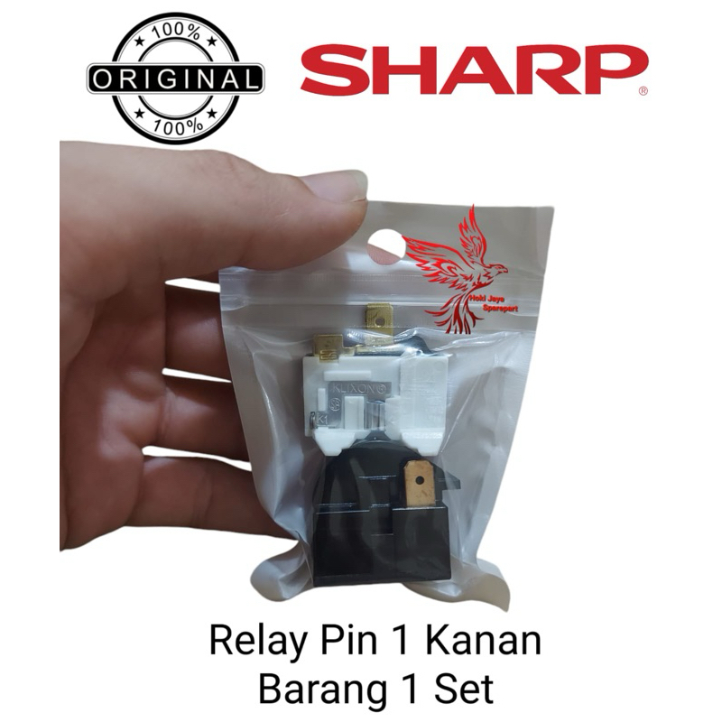 1 SET RELAY PTC KAKI 1 KANAN + OVERLOAD KULKAS SHARP ORIGINAL 1 PINTU