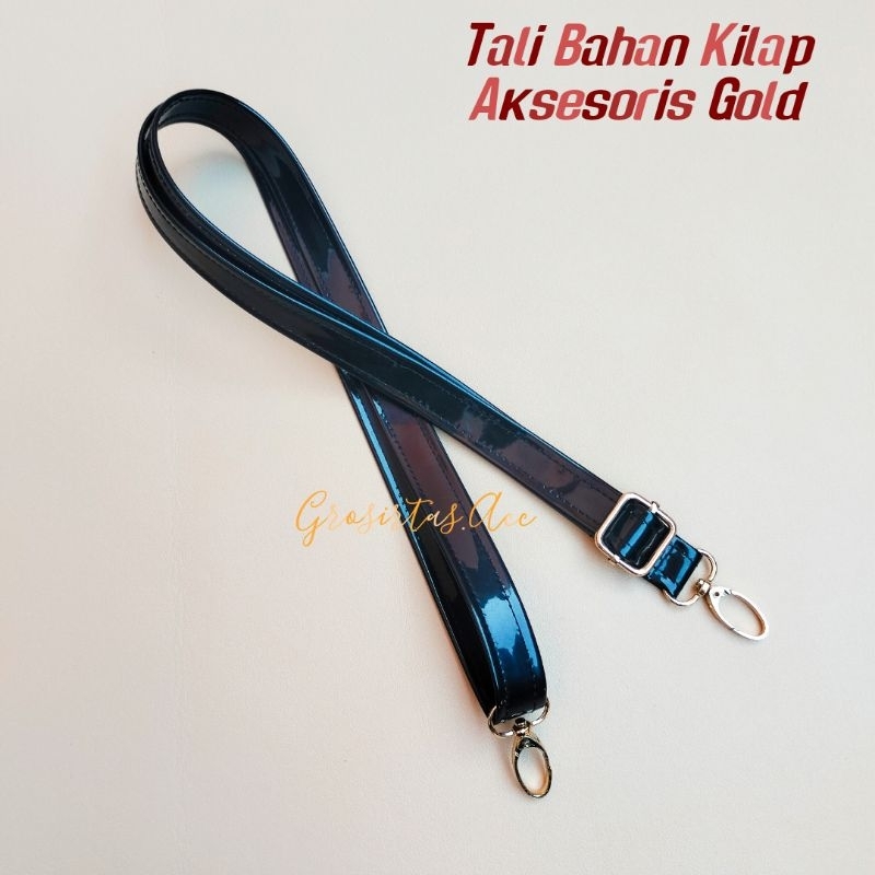Tali Tas Selempang Hitam Kilap Lebar 2 cm Kaitan Besi