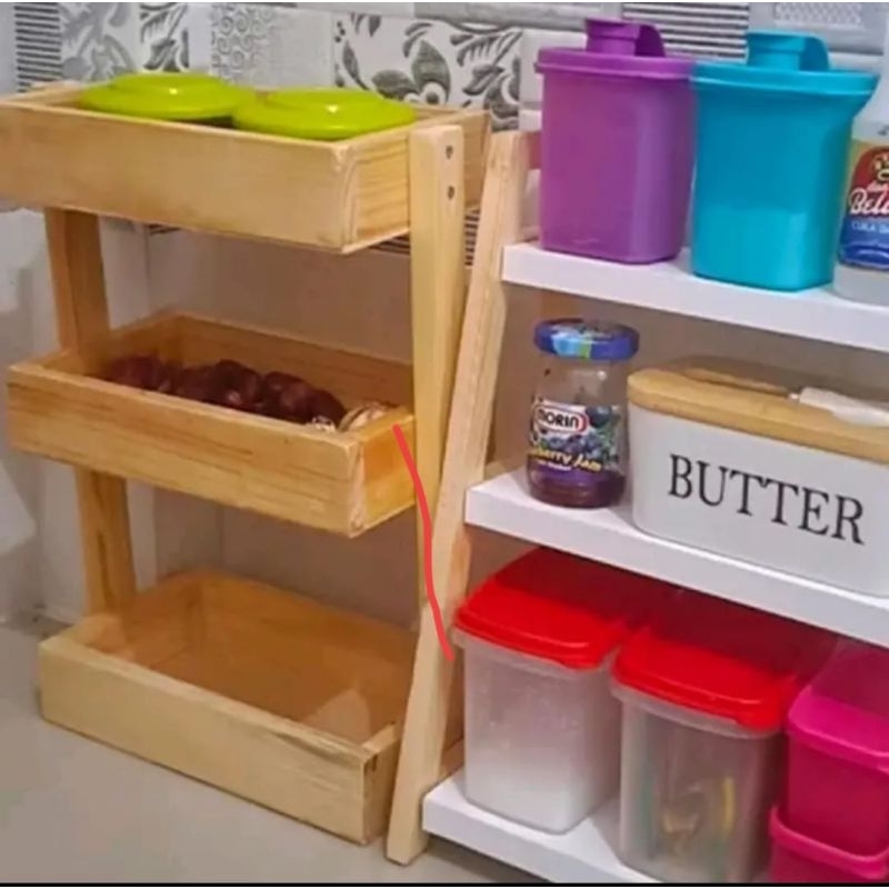 Rak Bumbu Kayu Estetik Rak Bawang Susun 3 Rak Kayu Minimalis - Model Terbaru