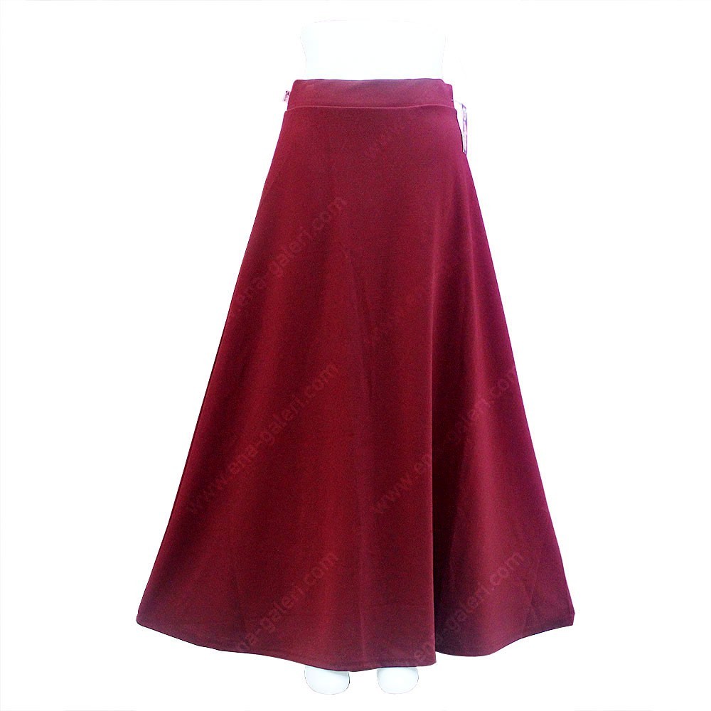 Rok Panjang Merah Maroon Bahan Waffle Premium Tebal dan Lembut Rok Panjang Kerja Lebar Bahan Adem da