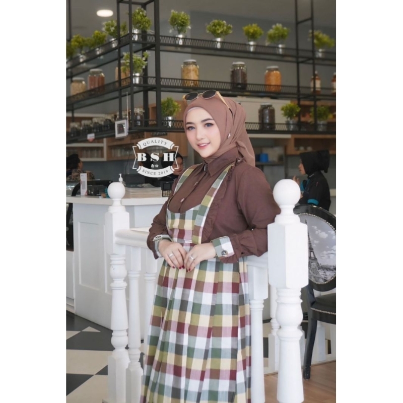 gamis kotak perempuan polos buat harian dan pesta bahan linen