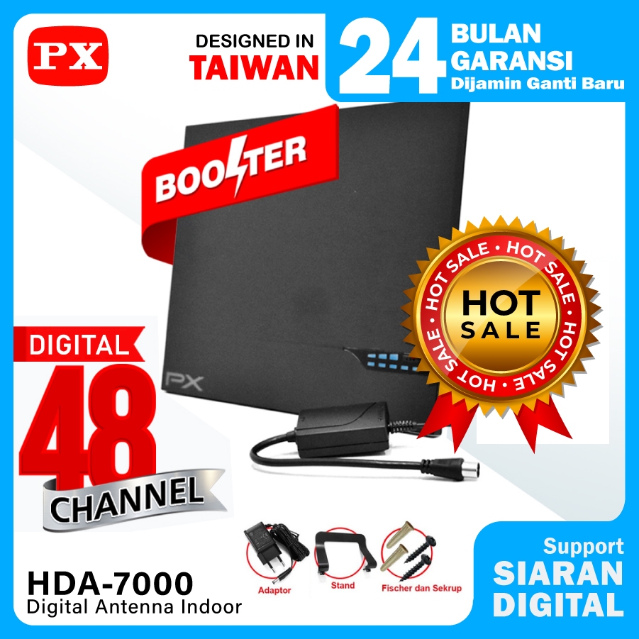 Antena TV Smart Digital Analog Booster Indoor Antenna LED Bar PX HDA-7000
