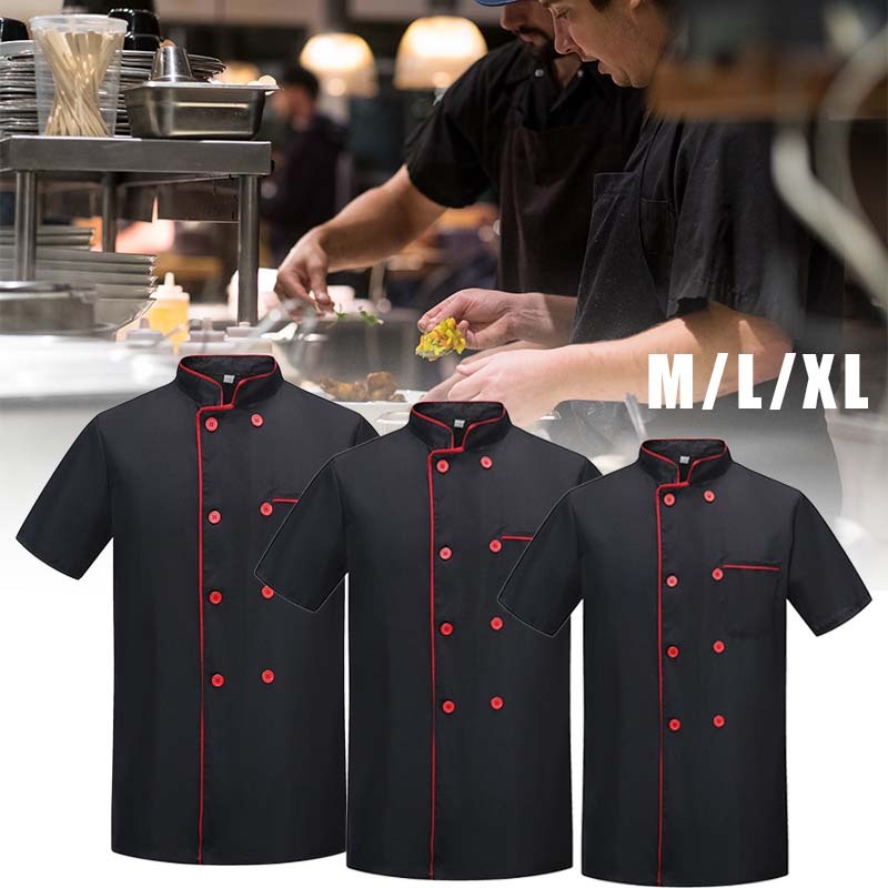 Baju Koki Hitam Chef Jacket Unisex Baju Chef Pria Baju Kitchen Chef Pria