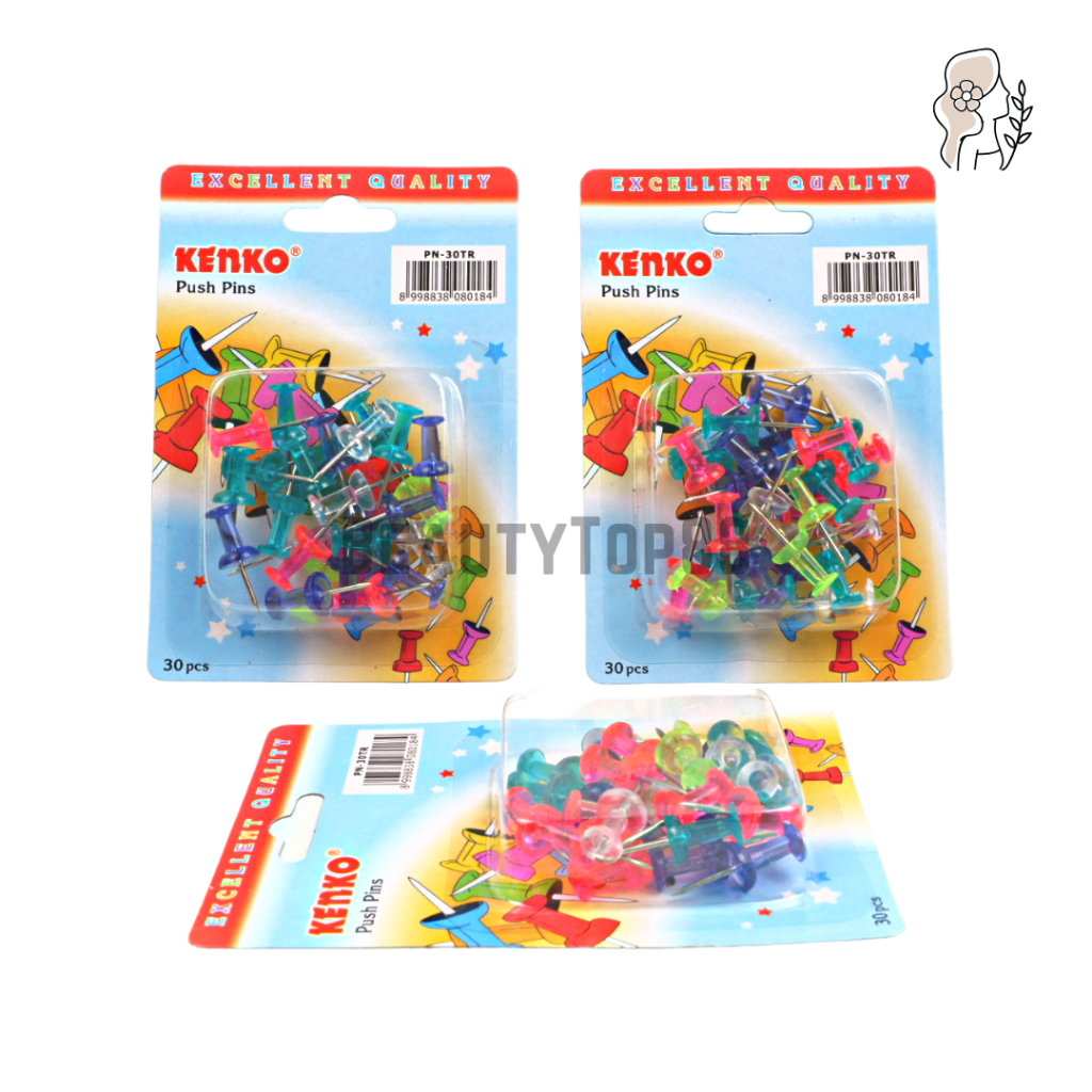 

Push Pins Transparent Kenko PN-30TR - Jarum Tekan Paku Pin Transparan 30 pcs