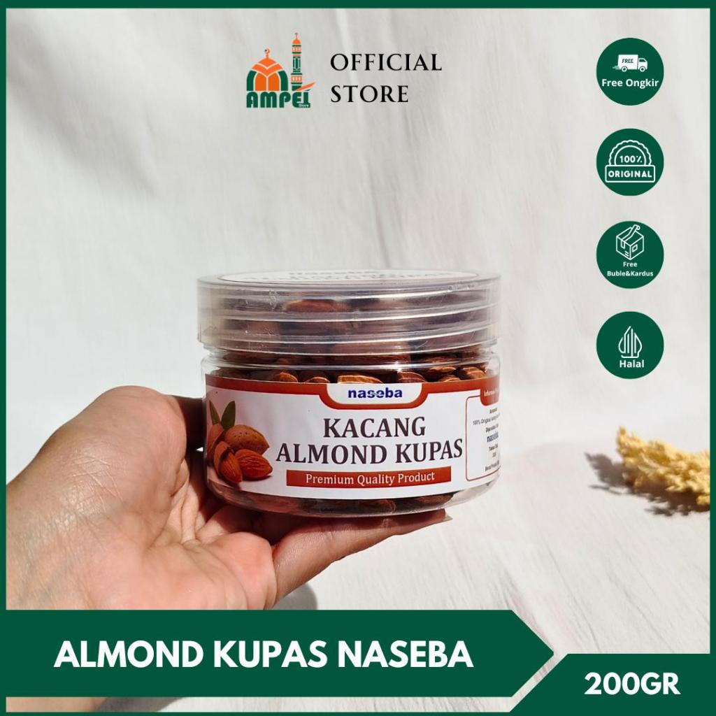 

PREMIUM QUALITY Almond Kupas Toples 200 Gram By Naeba 100% Original Sudah matang dipanggang