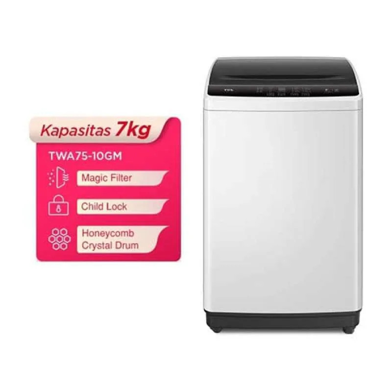 Mesin Cuci Top Loading TCL 7kg TWA75-10GM Abu-abu