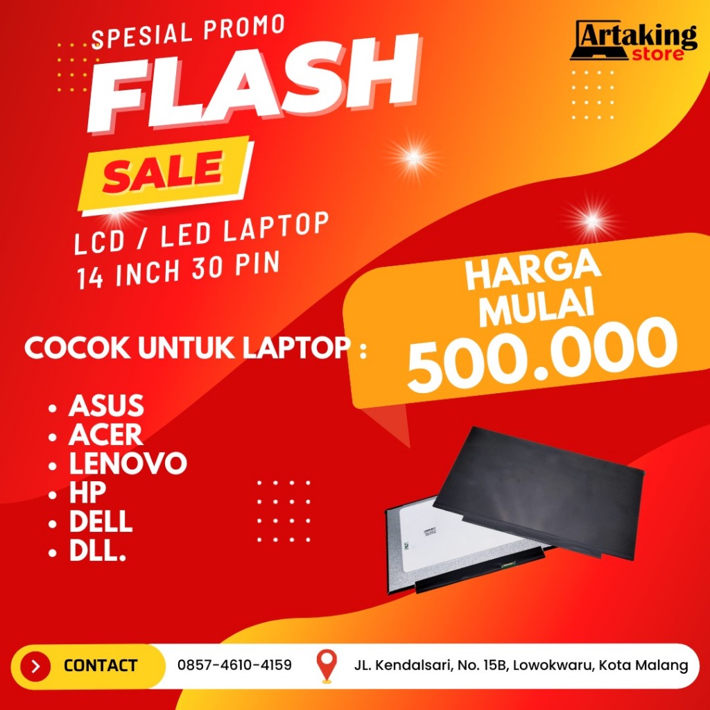 Promo LCD / LED Laptop 14 Inch 30 Pin