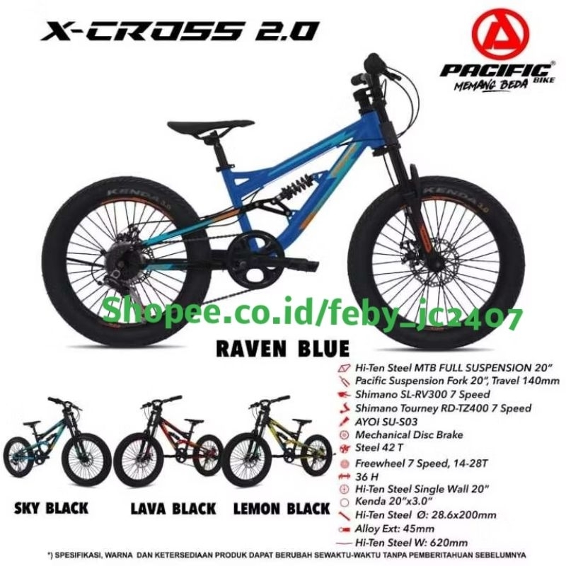 SEPEDA MTB 20 INCH PACIFIC XCROSS X CROSS 2.0 TERBARU