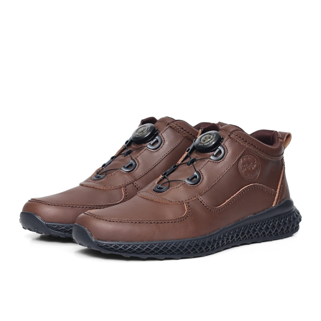 Sepatu Sneakers Boots Pria Kulit Bradleys Hero Brown - Sepatu Kerja - Sepatu Casual