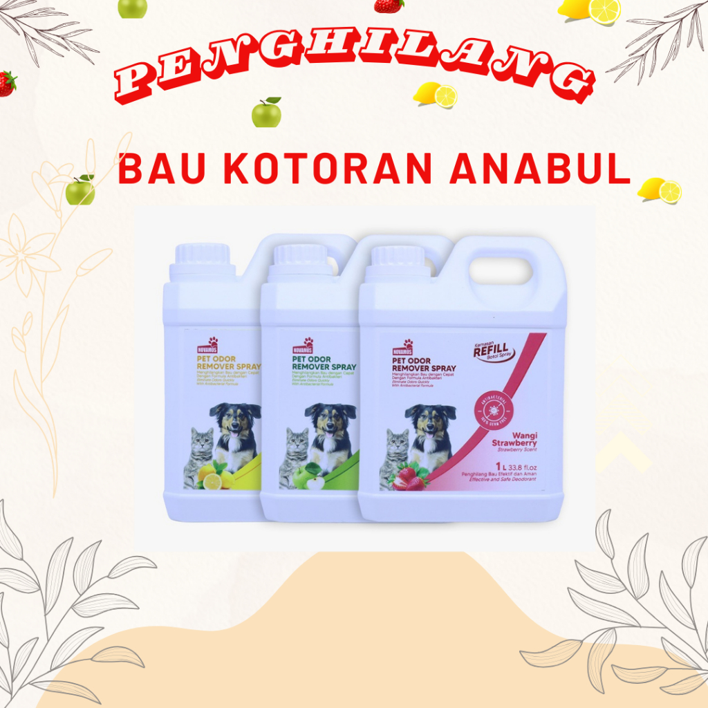 NOVAMOS Refill Penghilang Bau Kotoran Anabul 1Liter - penghilang bau