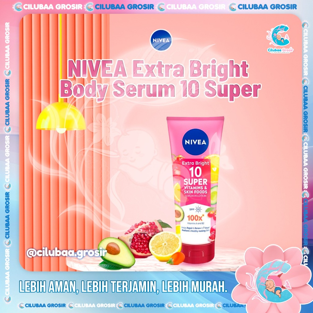 NIVEA Extra Bright Body Serum 10 Super Vitamin & Skin Food + Niacinamide SPF15 180mL || Menyamarkan 