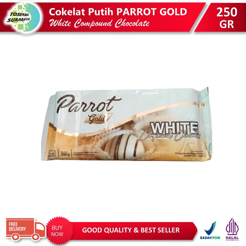 

Cokelat Putih PARROT Gold 250gr - Coklat Batang/Blok - White Compound Chocolate