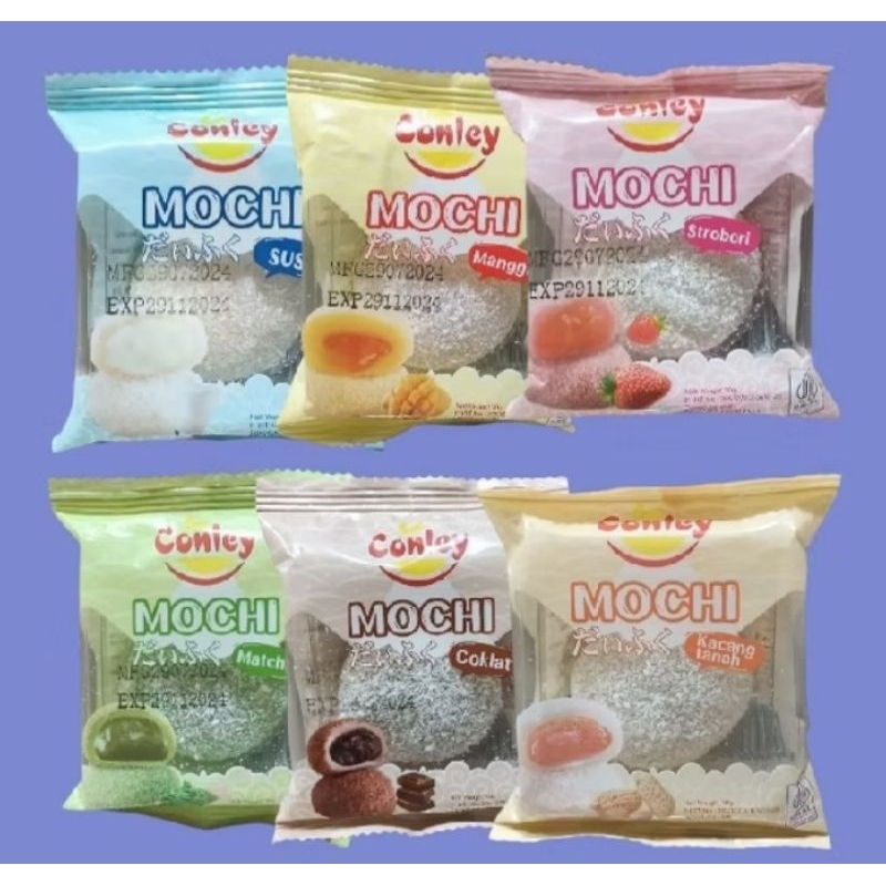 

Conley Mochi aneka rasa stroberi/coklat/kacang tanah/matcha/susu/mangga