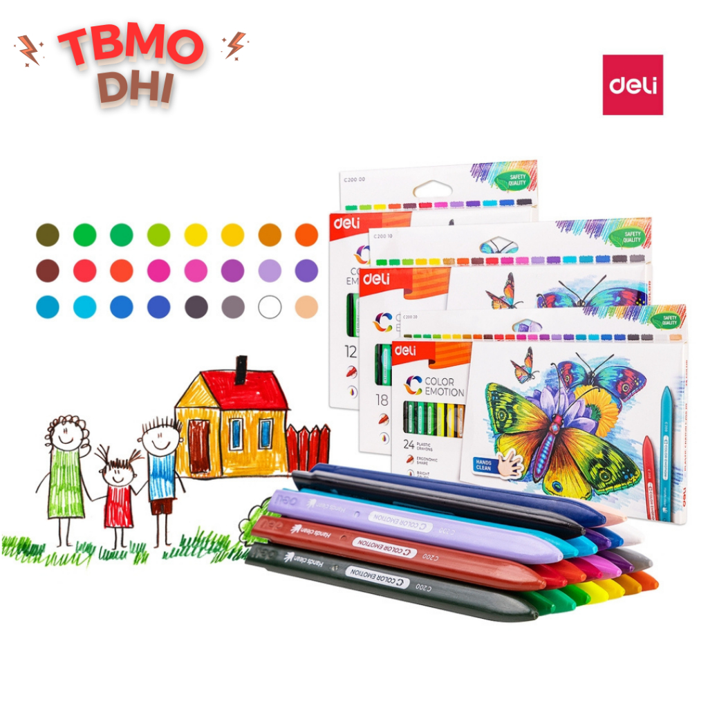 

Deli Krayon Plastic Warna Cerah Bentuk segitiga ergonomis tidak beracun EC20000