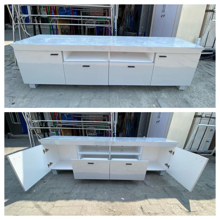 rak tv / meja tv / buffet tv minimalis HPL granit tile